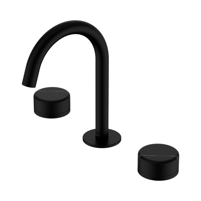 Nero Serenity Basin Set Arc Spout With Marquina Black Handle - Matte Black