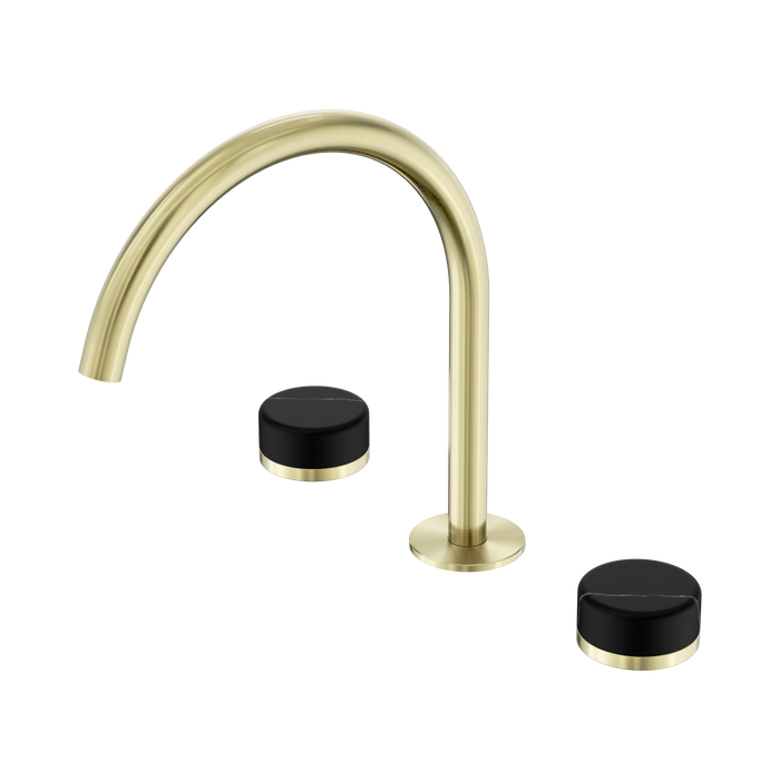 Nero Serenity Bath/Kitchen Set Arc Spout With Marquina Black Handle - Brushed Gold