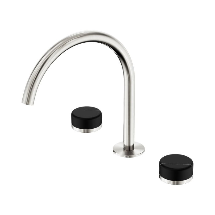 Nero Serenity Bath/Kitchen Set Arc Spout With Marquina Black Handle - Brushed Nickel
