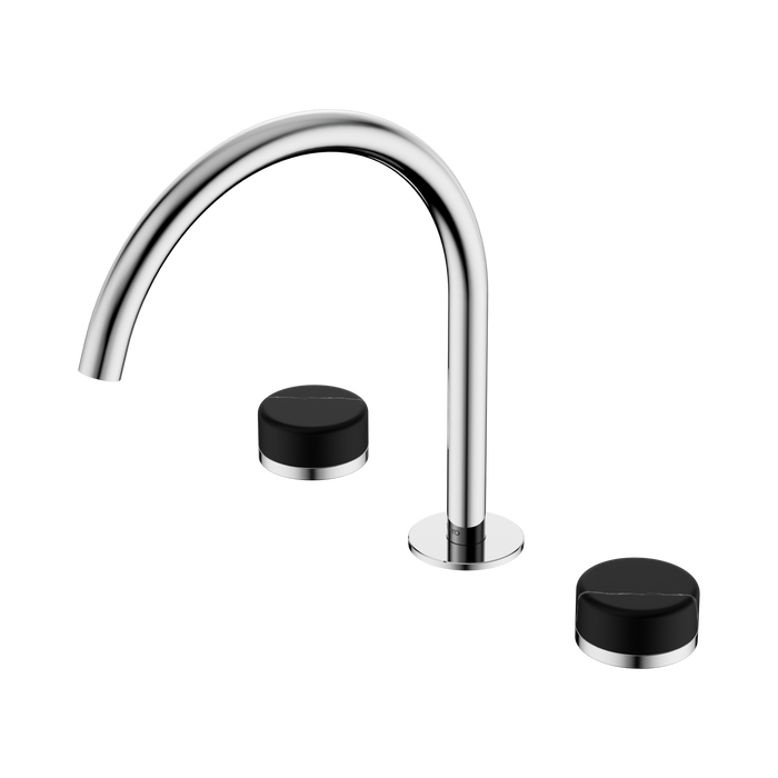 Nero Serenity Bath/Kitchen Set Arc Spout With Marquina Black Handle - Chrome