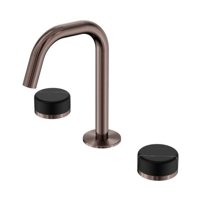 Nero Serenity Basin Set Edge Spout With Marquina Black Handle - Brushed Bronze