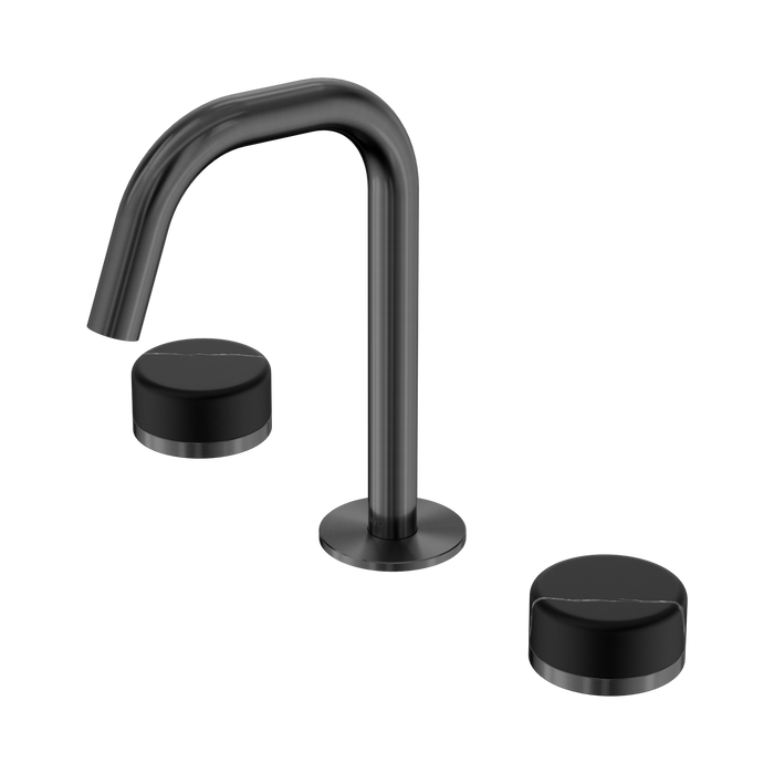 Nero Serenity Basin Set Edge Spout With Marquina Black Handle - Gun Metal