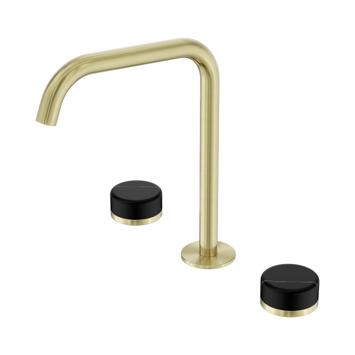 Nero Serenity Bath/Kitchen Set Edge Spout With Marquina Black Handle - Brushed Gold