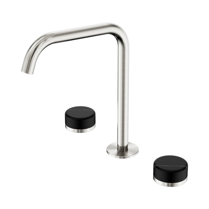 Nero Serenity Bath/Kitchen Set Edge Spout With Marquina Black Handle - Brushed Nickel
