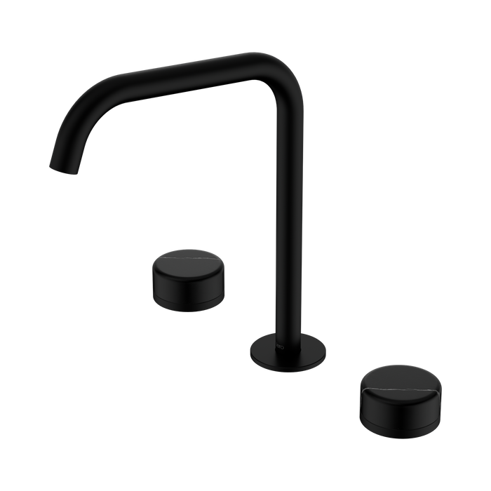 Nero Serenity Bath/Kitchen Set Edge Spout With Marquina Black Handle - Matte Black