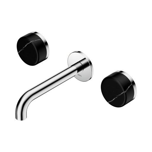Nero Serenity Wall Basin Set 160mm Spout With Marquina Black Handle - Chrome