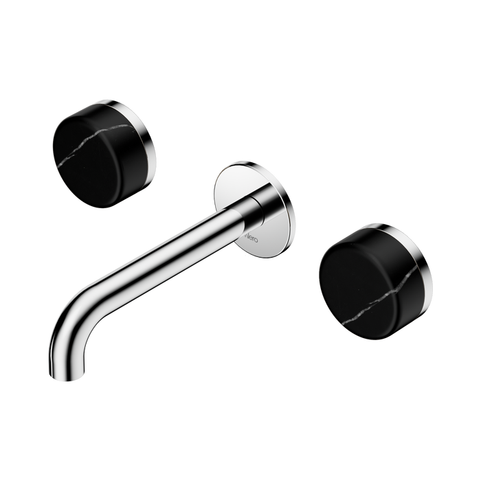 Nero Serenity Wall Basin Set 160mm Spout With Marquina Black Handle - Chrome