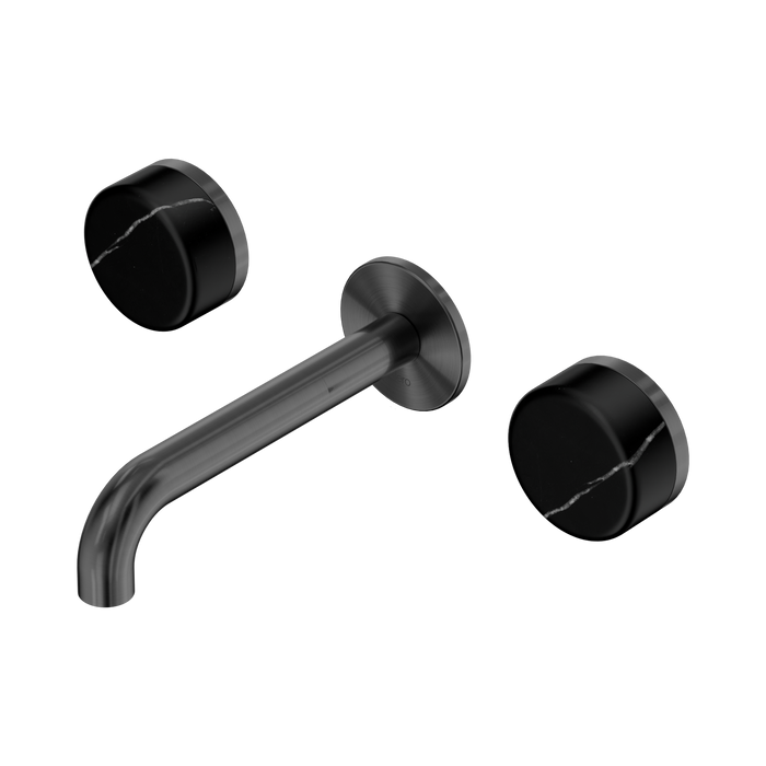 Nero Serenity Wall Basin Set 160mm Spout With Marquina Black Handle - Gun Metal
