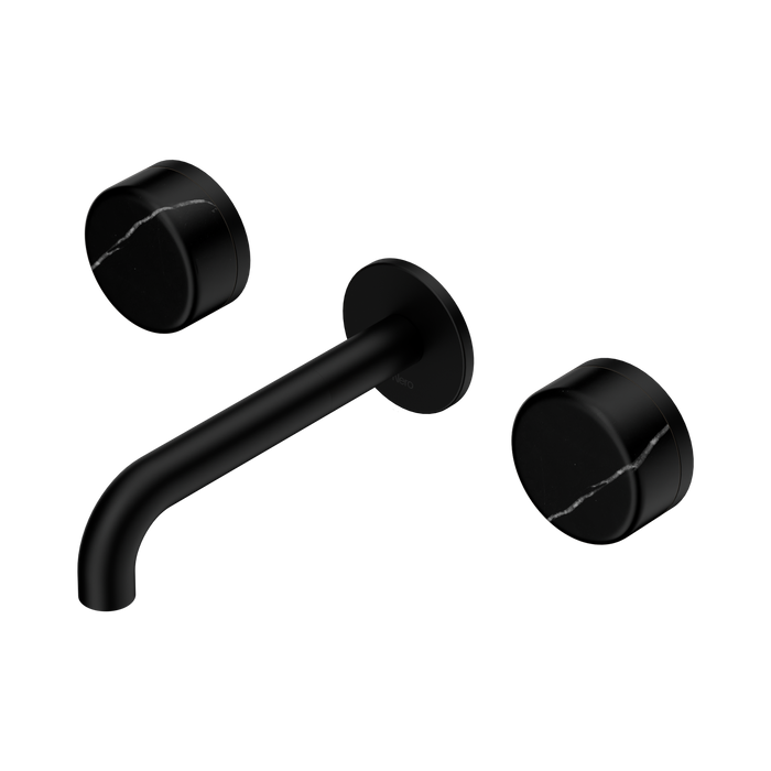 Nero Serenity Wall Basin Set 160mm Spout With Marquina Black Handle - Matte Black