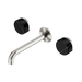 Nero Serenity Wall Basin Set 185mm Spout With Marquina Black Handle - Brushed Nickel