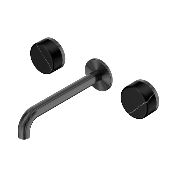 Nero Serenity Wall Basin Set 185mm Spout With Marquina Black Handle - Gun Metal