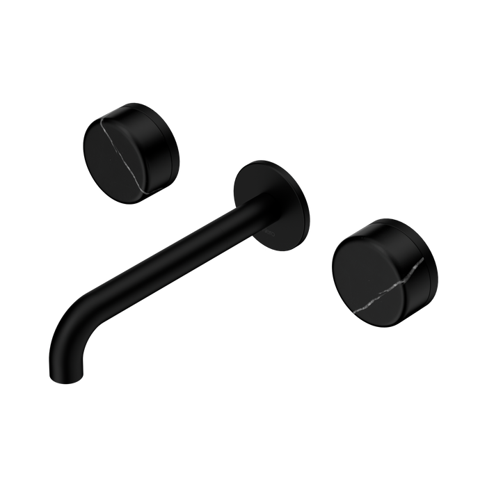 Nero Serenity Wall Basin Set 185mm Spout With Marquina Black Handle - Matte Black