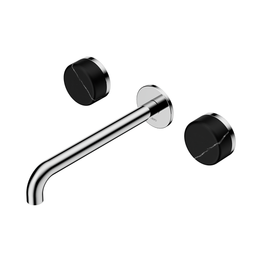 Nero Serenity Wall Basin Set 220mm Spout With Marquina Black Handle - Chrome