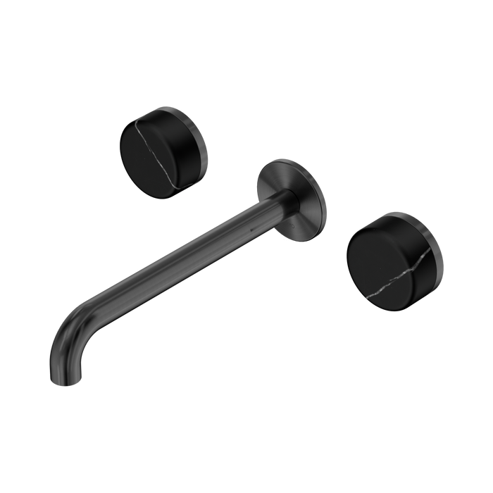 Nero Serenity Wall Basin Set 220mm Spout With Marquina Black Handle - Gun Metal