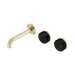 Nero Serenity Wall Basin Set 160mm Offset Spout With Marquina Black Handle - Brushed Gold