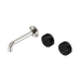 Nero Serenity Wall Basin Set 160mm Offset Spout With Marquina Black Handle - Brushed Nickel