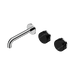 Nero Serenity Wall Basin Set 160mm Offset Spout With Marquina Black Handle - Chrome