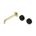 Nero Serenity Wall Basin Set 185mm Offset Spout With Marquina Black Handle - Brushed Gold