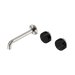 Nero Serenity Wall Basin Set 185mm Offset Spout With Marquina Black Handle - Brushed Nickel