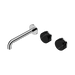 Nero Serenity Wall Basin Set 185mm Offset Spout With Marquina Black Handle - Chrome