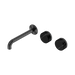 Nero Serenity Wall Basin Set 185mm Offset Spout With Marquina Black Handle - Gun Metal
