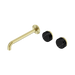 Nero Serenity Wall Basin Set 220mm Offset Spout With Marquina Black Handle - Brushed Gold