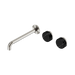 Nero Serenity Wall Basin Set 220mm Offset Spout With Marquina Black Handle - Brushed Nickel