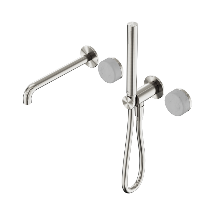 Nero Serenity Progressive Shower System With Spout With Carrara Handle And Slim Shower - Brushed Nickel