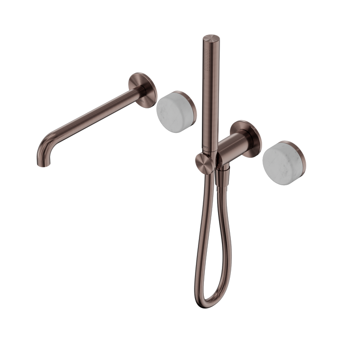 Nero Serenity Progressive Shower System With Spout With Carrara Handle And Slim Shower - Brushed Bronze