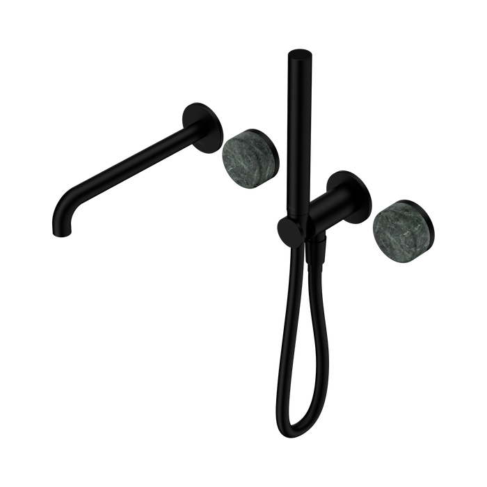 Nero Serenity Progressive Shower System With Spout With Verde Alpi Handle And Slim Shower - Matte Black