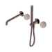 Nero Serenity Progressive Shower System With Spout With Rome Travertine Handle And Slim Shower - Brushed Bronze