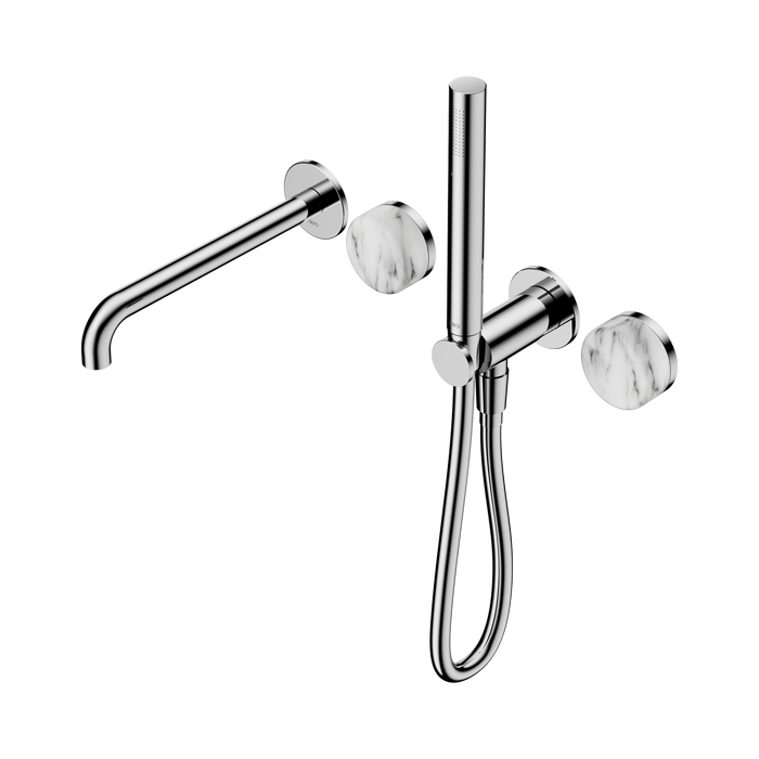 Nero Serenity Progressive Shower System With Spout With Arabescato Corchia Handle And Slim Shower - Chrome