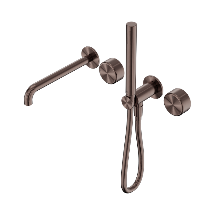 Nero Serenity Progressive Shower System With Spout With Metal Handle And Slim Shower - Brushed Bronze