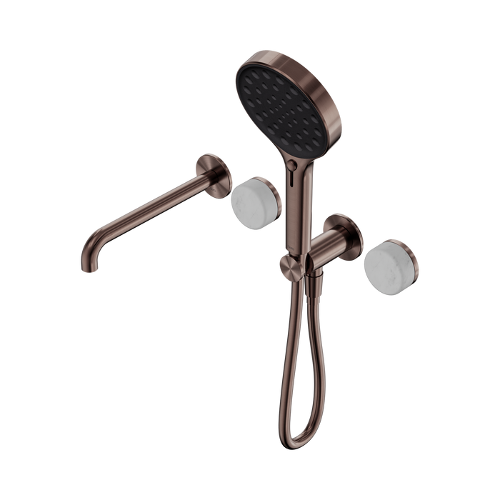 Nero Serenity Progressive Shower System With Spout With Carrara Handle And Serenity Hand Shower - Brushed Bronze