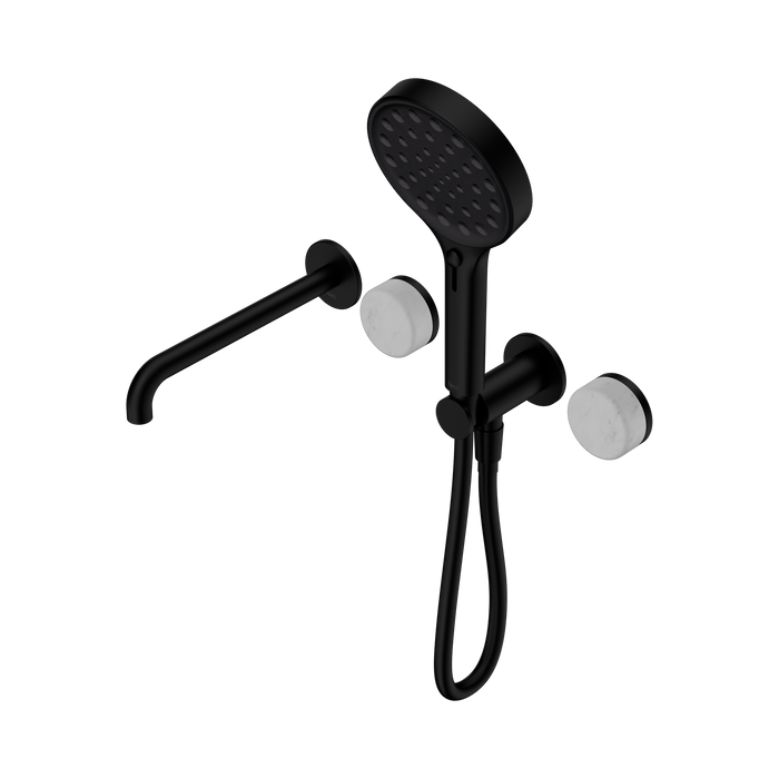 Nero Serenity Progressive Shower System With Spout With Carrara Handle And Serenity Hand Shower - Matte Black