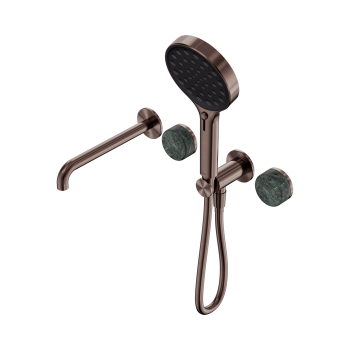 Nero Serenity Progressive Shower System With Spout With Verde Alpi Handle And Serenity Hand Shower - Brushed Bronze