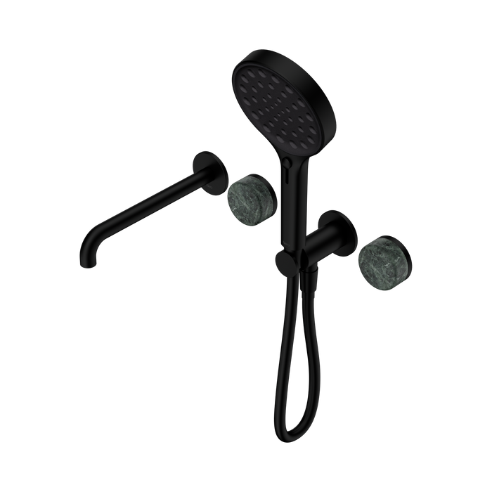 Nero Serenity Progressive Shower System With Spout With Verde Alpi Handle And Serenity Hand Shower - Matte Black