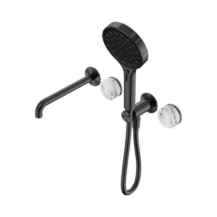 Nero Serenity Progressive Shower System With Spout With Arabescato Corchia Handle And Serenity Hand Shower - Gun Metal