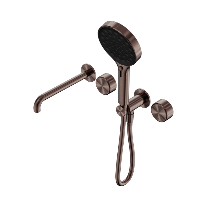 Nero Serenity Progressive Shower System With Spout With Metal Handle And Serenity Hand Shower - Brushed Bronze