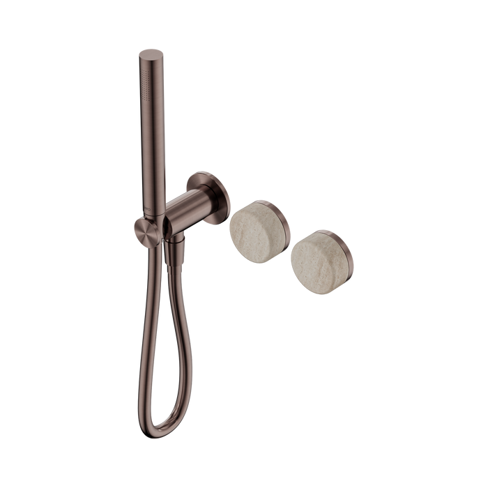 Nero Serenity Progressive Shower System With Rome Travertine Handle And Slim Shower - Brushed Bronze