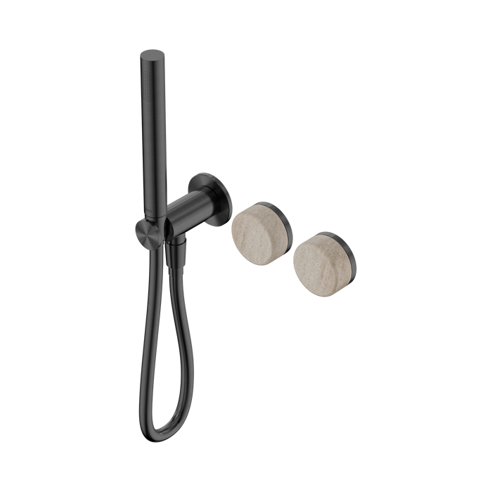 Nero Serenity Progressive Shower System With Rome Travertine Handle And Slim Shower - Gun Metal