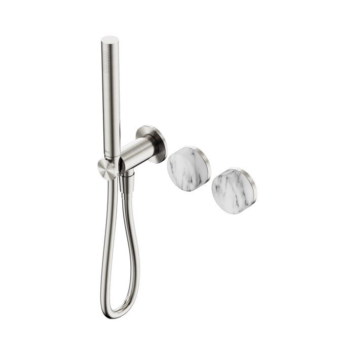 Nero Serenity Progressive Shower System With Arabescato Corchia Handle And Slim Shower - Brushed Nickel