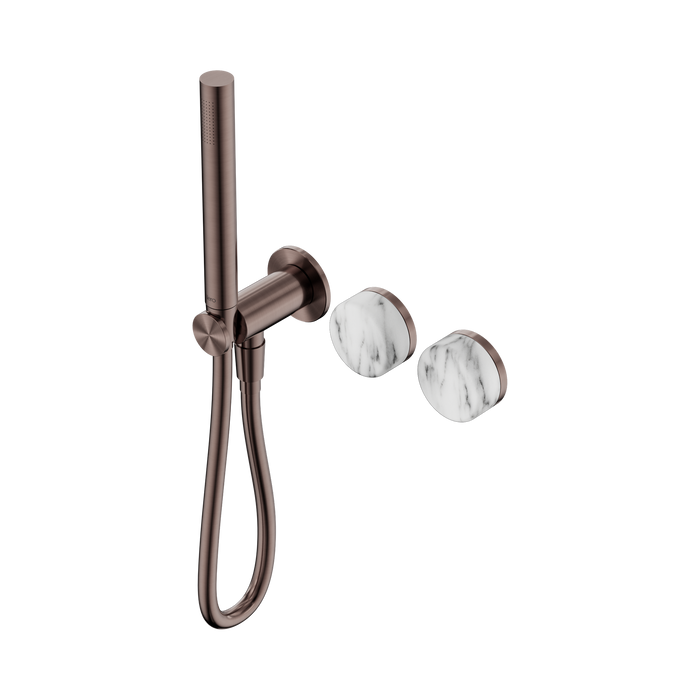 Nero Serenity Progressive Shower System With Arabescato Corchia Handle And Slim Shower - Brushed Bronze