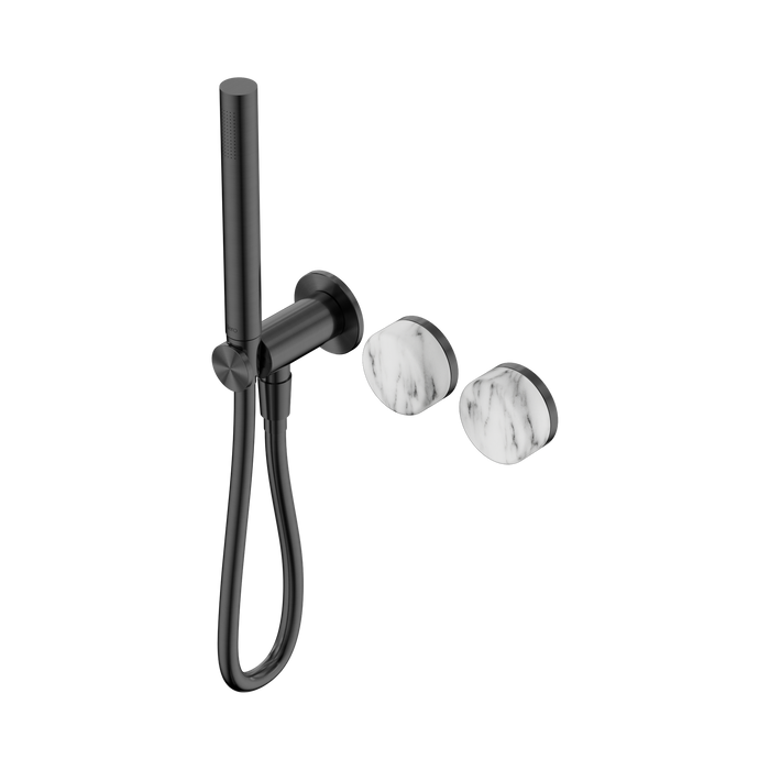 Nero Serenity Progressive Shower System With Arabescato Corchia Handle And Slim Shower - Gun Metal