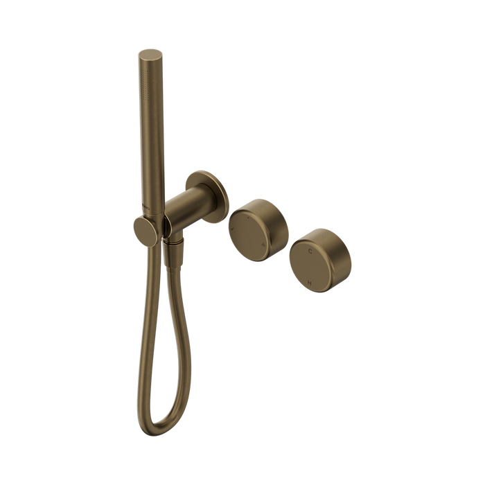 Nero Serenity Progressive Shower System With Metal Handle And Slim Shower - Tumbled Antique Brass