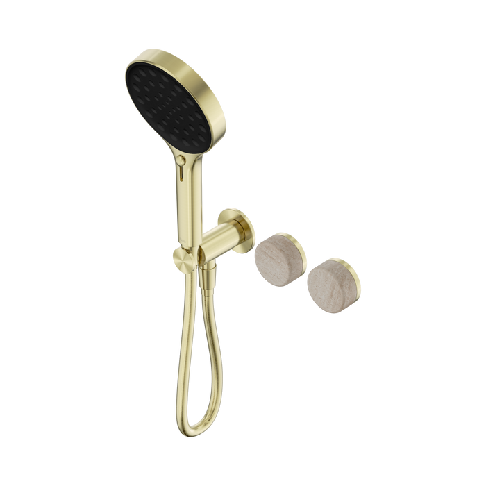 Nero Serenity Progressive Shower System With Rome Travertine Handle And Serenity Hand Shower - Brushed Gold