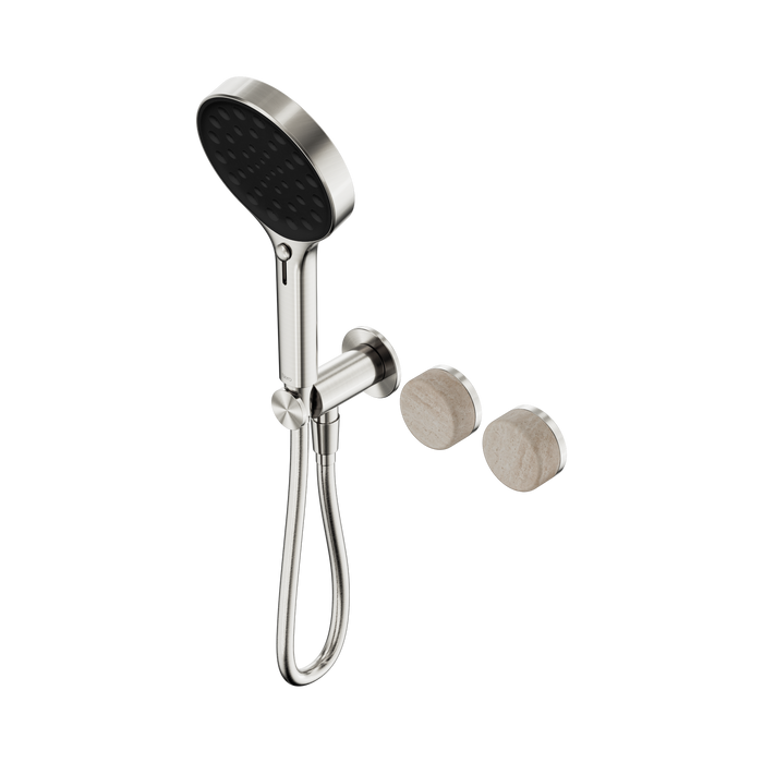 Nero Serenity Progressive Shower System With Rome Travertine Handle And Serenity Hand Shower - Brushed Nickel