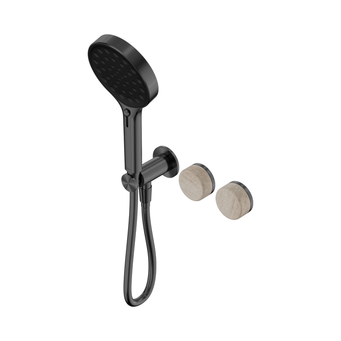 Nero Serenity Progressive Shower System With Rome Travertine Handle And Serenity Hand Shower - Gun Metal