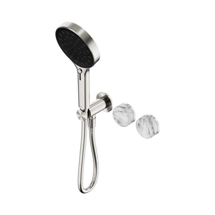 Nero Serenity Progressive Shower System With Arabescato Corchia Handle And Serenity Hand Shower - Brushed Nickel