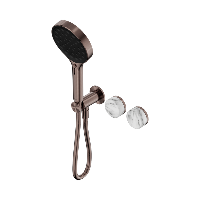 Nero Serenity Progressive Shower System With Arabescato Corchia Handle And Serenity Hand Shower - Brushed Bronze